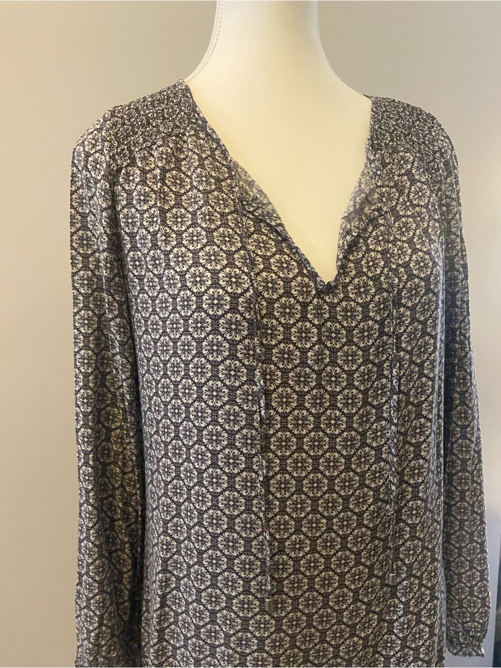 Dalia Collection Navy and White Floral Print Tunic